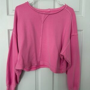 aerie cropped sweater crewneck pink